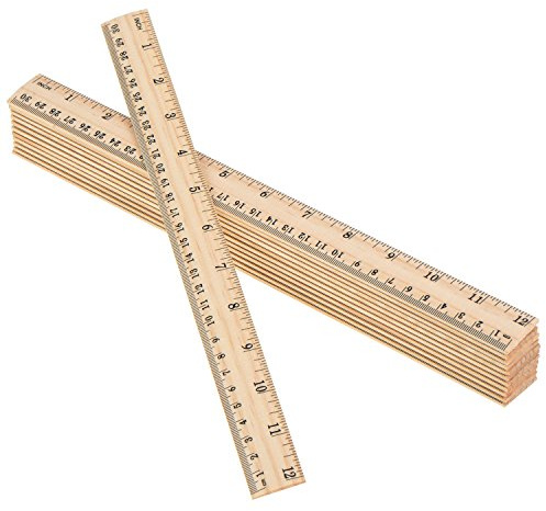 eBoot 12 Pack Wood Ruler Student Rulers Wooden School Rulers Office Ruler Measuring Ruler, 2 Scale (12 Inch and 30 cm)