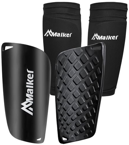 Malker Soccer Shin Guards for Kids Youth Adults Shin Guards Pads with Lower Leg Sleeves, Lightweight and Compact, Protective Soccer Equipment (Black M)