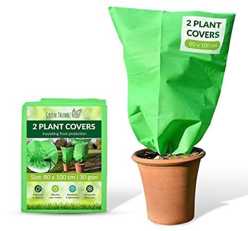 Green Thumbz Plant Fleece Frost Protection Jackets 80cm x 100cm - 2 Pack Plant Protection Covers - Plant Winter Protection Covers- Frost Covers for Outdoor Plants and Fruit Tree