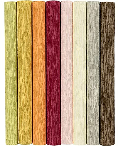 Crafty Capers 8 Rolls 25cm x 60cm Crepe | Paper Flower Making | Natural Colours