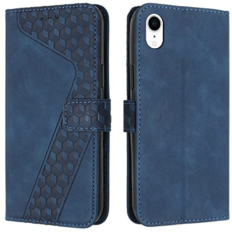 OKZone Coque pour iPhone XR, Etui Protection Housse Premium en Cuir PU Portefeuille Étui Téléphone [Fermoir Magnétique] [Fentes pour Cartes] Flip Case pour iPhone XR（Bleu