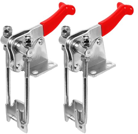 POWERTEC 2PK Toggle Clamp, 1980 lbs Holding Capacity, 40344 Adjustable 90 Degree Vertical U Bolt Latch w/Antislip Hand Grip for Woodworking Jigs & Fixtures, Smoker, Tire Carrier, Tool Box (20324-P2)