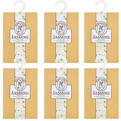 GOPERFUMME 6PCS Sachet Armoire Parfumé,Sachet Parfumé Armoire Sent Bon Maison,Parfum d'intérieur,Desodorisant Vetement Armoire,Sachets Lavande Placards Parfum Voiture (6Jasmin)