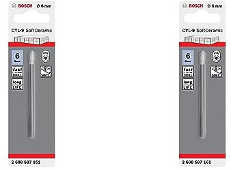 Bosch Accessories Professional 1x Fliesenbohrer CYL-9 SoftCeramic (für weiche Keramik Fliesen, Ø 6 x 80 mm, Zubehör Bohrmaschine) (Packung mit 2)