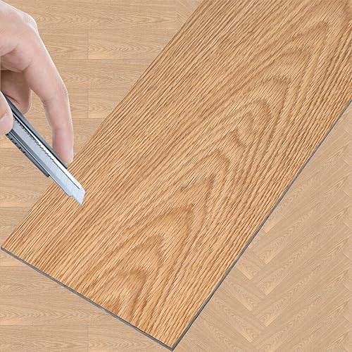 NAIZY 18 rivestimenti per pavimenti in PVC, 91,44 cm x 15,24 cm x 2 mm, autoadesivi, per pavimenti in laminato, antiscivolo, impermeabili, tagliabili, tipo 1801-22 (2,51 m²)