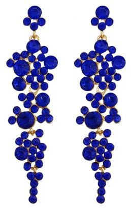 FDEETY Boucles et d'Oreilles Femmes Pendentif Cristal Cluster Chandelier Long Oval Zircone Cubique Strass Bijou pour Mariage et Bal