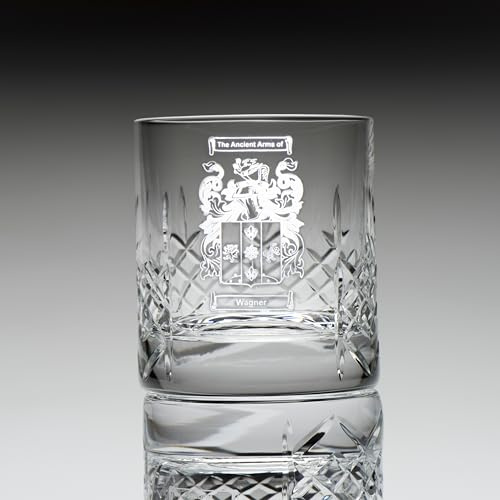 Personalised Engraved Whisky Glass with Coat of Arms | Custom Family Crest Tumbler | Great for Weddings, Anniversaries, and Special Occasions