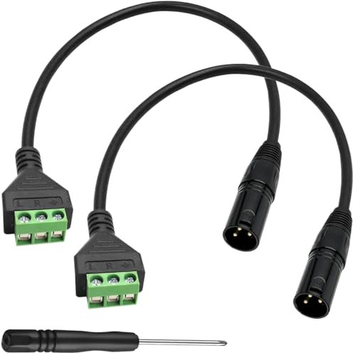 Xiatiaosann 2 Pcs 3 Pin XLR to Terminal Converter Adapter 3 Pin XLR Male to Terminal Converter Cable with Screwdriver for Microphone Sound Equipments Speakers Live Performance Recording