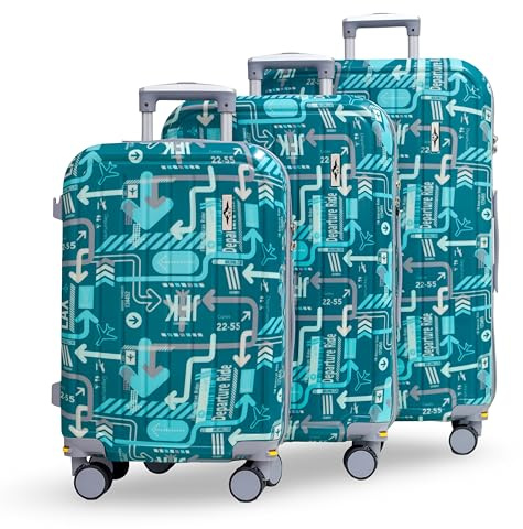 CBA GEPÄCK - ABS & Polycarbonat Hartschalenkoffer mit 360° Drehrädern, Notfall Ersatzrad, Getränkehalter (nur klein), Teleskopgriff - AeroPathway Design, schwarz / weiß, Mini Small Large, Aeropath