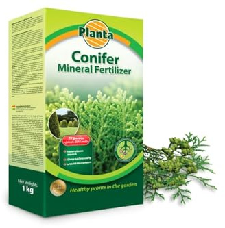 Conifer Fertilizer 1 kg – Mineral Granules for Thuja, Leylandii & Evergreen Hedges – NPK 4-13-22 with Magnesium & Sulphur – Supports Growth, Color & Density – Covers Up to 200 Plants