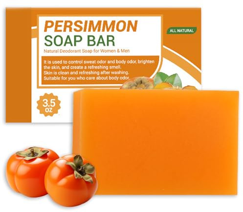 Persimmon tvål mot kroppslukt, deodorant kroppstvål med Kaki extrakt, mild rengöring för armhålor, fötter och kropp, fuktgivande vård för kvinnor och män 100 g