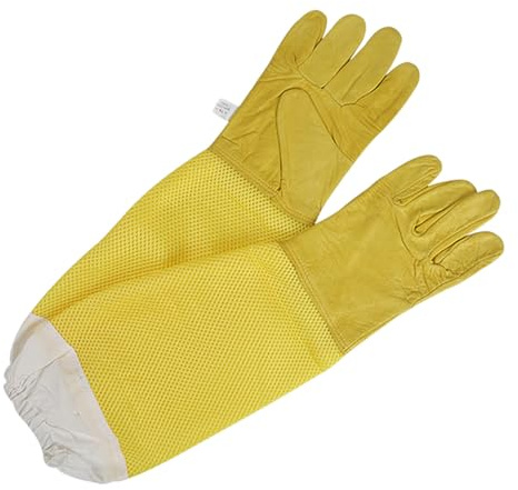 EXCEART Guantes de Piel de Oveja para Apicultura, Guantes Antimordeduras Resistentes, Talla Mediana, Herramienta de Apicultor para Protección en Trabajos de Colmenas, Equipo Seguro