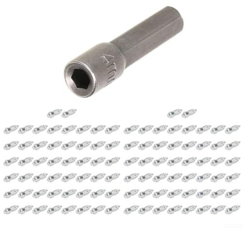 Lot de 100 crampons à vis en carbure de tungstène pour vélo, coffre, voiture – Antidérapants pour clous de protection avec installateur 9 mm (12 x 4 mm)