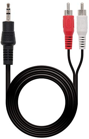 NanoCable 10.24.0310 - Cable audio estereo a 2 RCA, JACK 3.5/M-2xRCA/M, macho-macho, negro, 10mts