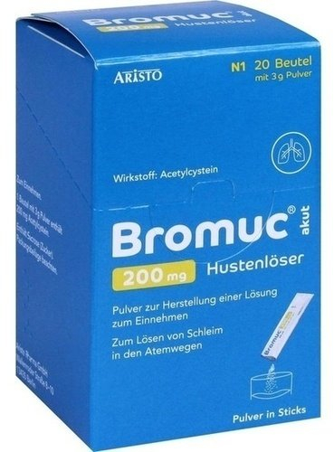 Bromuc akut 200 mg Hustenlöser 20 Beutel - Verflüssigt zähen Schleim und erleichtert das Abhusten bei Atemwegserkrankungen - Schnelle Hilfe für Erwachsene und Kinder ab 6 Jahren