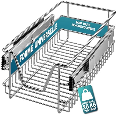 CASARIA® Pull Out Telescopic Kitchen Drawers Basket, For 30cm Units | Fits 26cm Wide Internal Cabinets, Chrome Wire Shelf Organiser Storage Solution, Kitchen Units & Drawers, Heavy-Duty 20KG