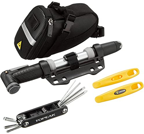 Topeak Deluxe Cycling Accessory Kit, includes Mini Pump/Multi-tool/Tyre Levers/Saddle Bag