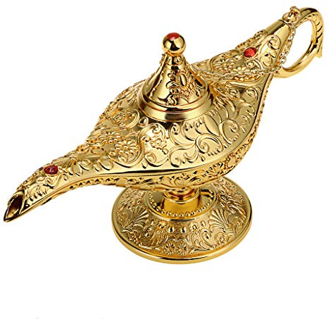 IGNPION Aladdin Lamp Legend Magic Genie Light Classic Home Party Decor Office Table Ornament Vintage Decoration(Golden)