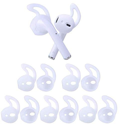 OneCut 5 Pairs Silicone Ear Tips Compatible for AirPods 1&2, Anti-Slip Sport Earbud Tips, Anti-Drop Ear Hook Gel Headphones Protective Accessories (White)
