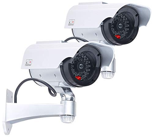 VisorTech Kamera-Dummy außen: 2er-Set Überwachungskamera-Attrappen mit Signal-LED (Sicherheits-Kamera-Attrappen, Videokameras Dummy)