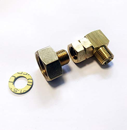 Phönix Übergang 1/2R x 1/4lks Gas Adapter Messing + Verbindungswinkel 90° 1/4' links für Grill, Gaskocher, Gasschlauch Gasherd inkl. Dichtung 1/2