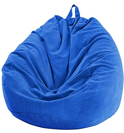 Chickwin - Bean Bag Chair Cover, Corduroy Bean Bag Chair Without Filling - For Outdoor and Indoor Relaxation, Lounge Chair, Bedroom Cushion - Blue - 70 x 80 cm