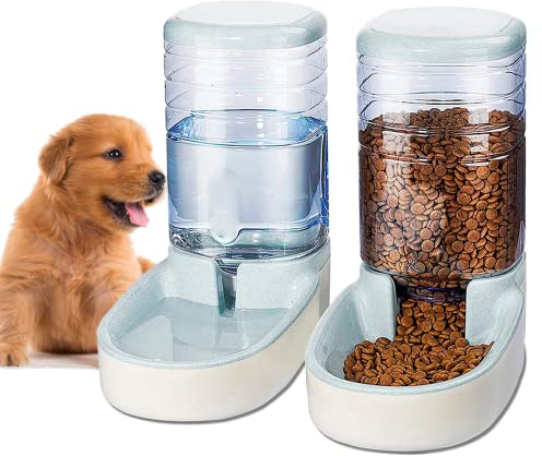Edipets, Distributeur Croquettes Chat, Chien, Automatique, 2 Unités, 3.8 L, Gamelle à Nourriture et à Eau pour Animaux de Compagnie (Gris)