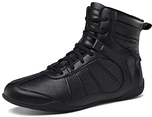 Men's Boxing Shoes Pro Wrestling Shoes Women's Fitness Training Boxing Boots Black UK 9