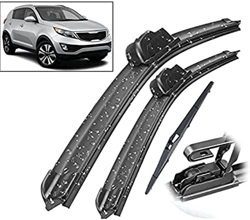 Wischerblätter schnell und sauber Frontscheibenwischer für KIA Sportage SL 2010 2011 2012 2013 2014 2015 24 18 12 Reinigungsset