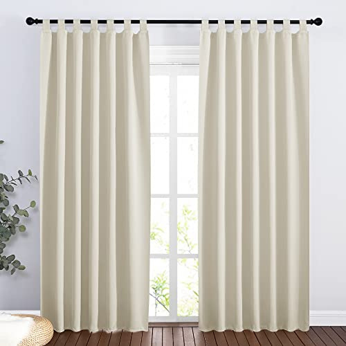PONY DANCE Tende termiche per finestre, decorazione finestra, tendaggi, isolamento luminoso, anti freddo, caldo, pannelli oscuranti, beige chiaro, L 140 x H 200 cm, 2 pezzi