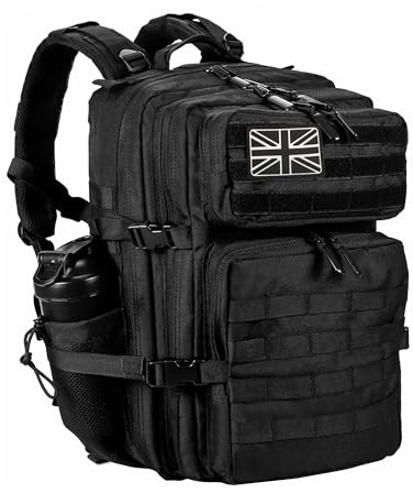 LHI Military Tactical Backpack for Men and Women 45L Large waterproof Rucksack for School, Hiking, Trekking, Hunting