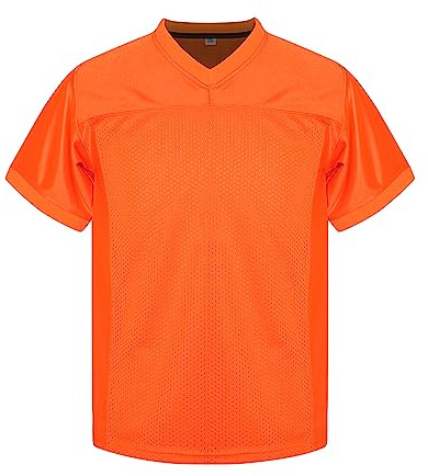 MESOSPERO Youth Football Jersey American Football Jersey Sports T-Shirt Blank Kids Football Practice Jersey (Orange, L)