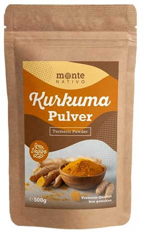 Kurkuma Pulver Monte Nativo (500g) - Curcuma - Turmeric Powder - Kurkumapulver für Kurkuma Latte - Vegan Superfood - 100% naturrein - Ideal zur Zugabe in Smoothies, Säfte, Moon Milk, Goldene Milch