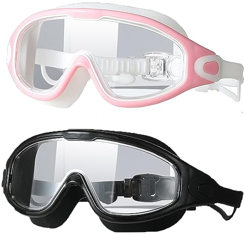 2 Pièces Gafas De Natación Para Niños, Gafas Piscina Niño Ajustables, Gafas De Natación Para Niños, Máscara Piscina Con Grandes Lentes Para Hombres Adultos, Mujeres, Protección
