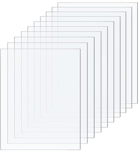Taiyeestar 10 Pcs Square Clear Acrylic Sheets, 1mm Thick Transparent Plastic Sheet Acrylic Board, for Picture Frame Glass Replacement, Display Projects, Painting, DIY Craft (15 * 20cm)