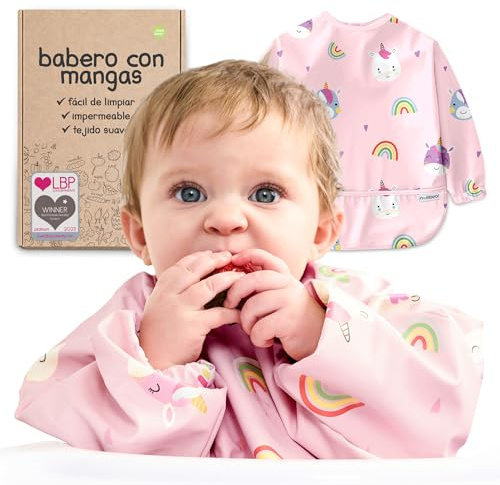 Nombear Baby Lätzchen mit Ärmeln für BLW (6 bis 24 Monate), 1 Packung