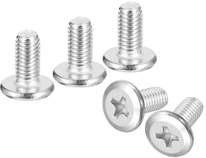 uxcell M5x10mm Flat Round Head Phillips Head Screws, 50Pcs 304 Stainless Steel Phillips Drive Machine Screw, Full Thread, Bright Finish, Furniture Screw Connection Fix Bolt