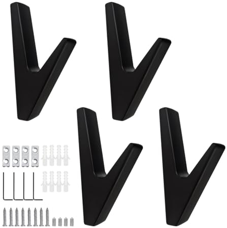 SHSMPXOY 4Pièces Crochets à Visser Patère Murale, Noir Mat Patere Murale,Crochet Serviette Salle de Bain,Convient Pour Les Vestiaires, Les Salles de Bains, Chambre, Cuisine, Les Halls D'entrée