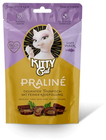 KITTY Cat Praliné Thunfisch & Käse, 10 x 50 g (Großpackung), softe Leckerlis für Katzen, getreidefreier Snack mit hohem Fleischanteil und Taurin