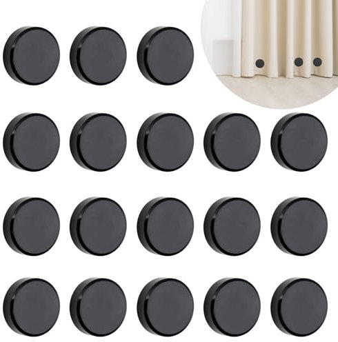 18 Pcs Magnetic Shower Curtain Weights, Strong Shower Curtains Magnets Curtain Weights Bottom No Sew, Outdoor Heavy Duty Curtain Liner Magnets for Curtains Drapery Tablecloth Refrigerator Flag (Black)