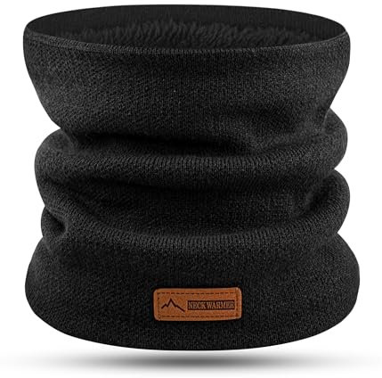FORVEVO Schal Herren, Winter Halsschlauch Damen,Halstuch Herren mit Fleece Futter,Schal Halswärmer Männer,Thermo Schlauchtuch, Winddichte Loop Schal für Outdoor Sport Täglich(Schwarz)