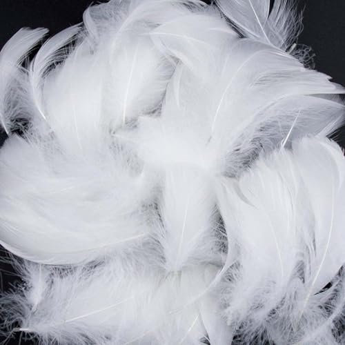 Tcnzdy 200 Stück Federn, Federn zum basteln, 5~8cm, Flauschig Bastel Federn basteln, Natürliche Federn weiß für Christmas, Engelsflügel, Kopfschmucksfedern