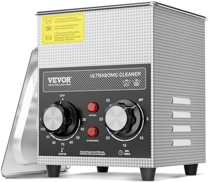 VEVOR 2 L Ultraschallreiniger mit Heiztimer & Korb professionelle digitale Ultraschall Reinigungsgeräte, 60 W Reinigungsmaschine für Uhreninstrumente Brillen Münzen Metallteile Werkzeuge Silber