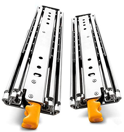 Strapazierfähige Vollauszug Schubladenschienen mit Schloss, 1 Paar, 137,2 cm, glatte Kugellager-Schienen für Schwerlastschränke