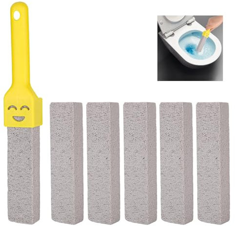 5 Pieces Pumice Stone for Toilet, Toilet Pumice Cleaning Stone with Long Handle, Cleaning Block Toilet, Toilet Limescale Remover for Bathrooms, Toilets, Kitchens, Bathroom Sinks Deep Stains