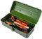 Large Metal Tool Storage Box with Handle for Home, Garage & Workshop, 37×16×12cm Portable Tool Case with Lid Locking Professional Storage Cabinet for Wrenches, Screwdrivers, Small Parts(Green)