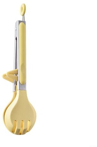 Pinze da cucina in silicone con manico in acciaio inox per barbecue e insalata, resistenti al calore e impugnatura antiscivolo (giallo)