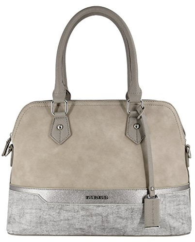 David Jones - Damen Handtasche Elegante Tasche - Frau Henkeltasche Shopper PU Leder - Mehfarbig Schultertasche Bowling Stil Top Griff Gestreift - Umhängetasche Tote Stilvoll Mode - Beige