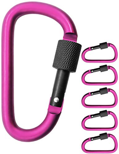 OutdoorSaxx skruvkarbinhake aluminium 8 cm materialkarbinhake 5 stycken rosa svart
