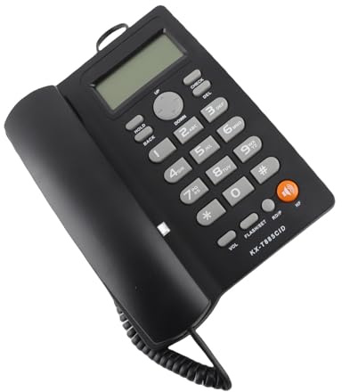 cigemay Fast Telefon för Företag, Trådlösa Telefoner, Skrivbord Trådbunden Telefon med Nummerpresentation/samtal Väntar, Stationär Fast Telefon med Uppringning Fuction Handsfree-samtal för Hemma(Svart)